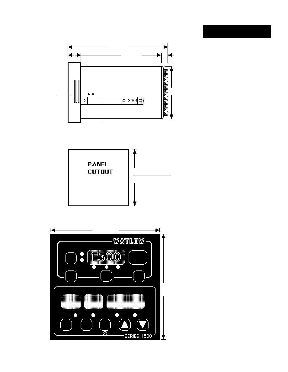 Dimensions, 33 unit and panel cutout dimensions, Installation-wiring | Watlow Electric Ramping and Profiling Microprocessor-Based Control SERIES 1500 User Manual | Page 33 / 90