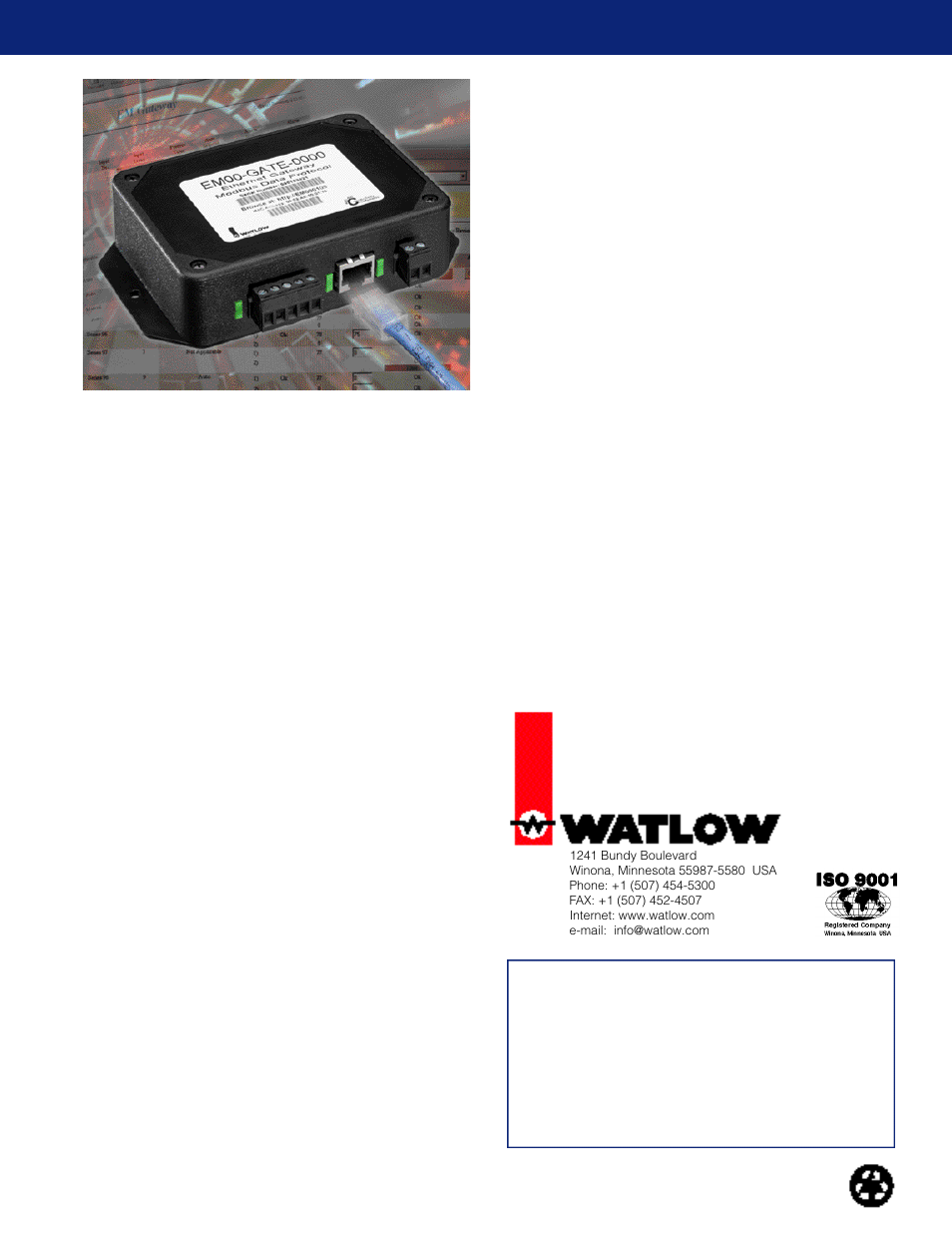 Watlow Electric WIN-EMG-0303 User Manual | 2 pages