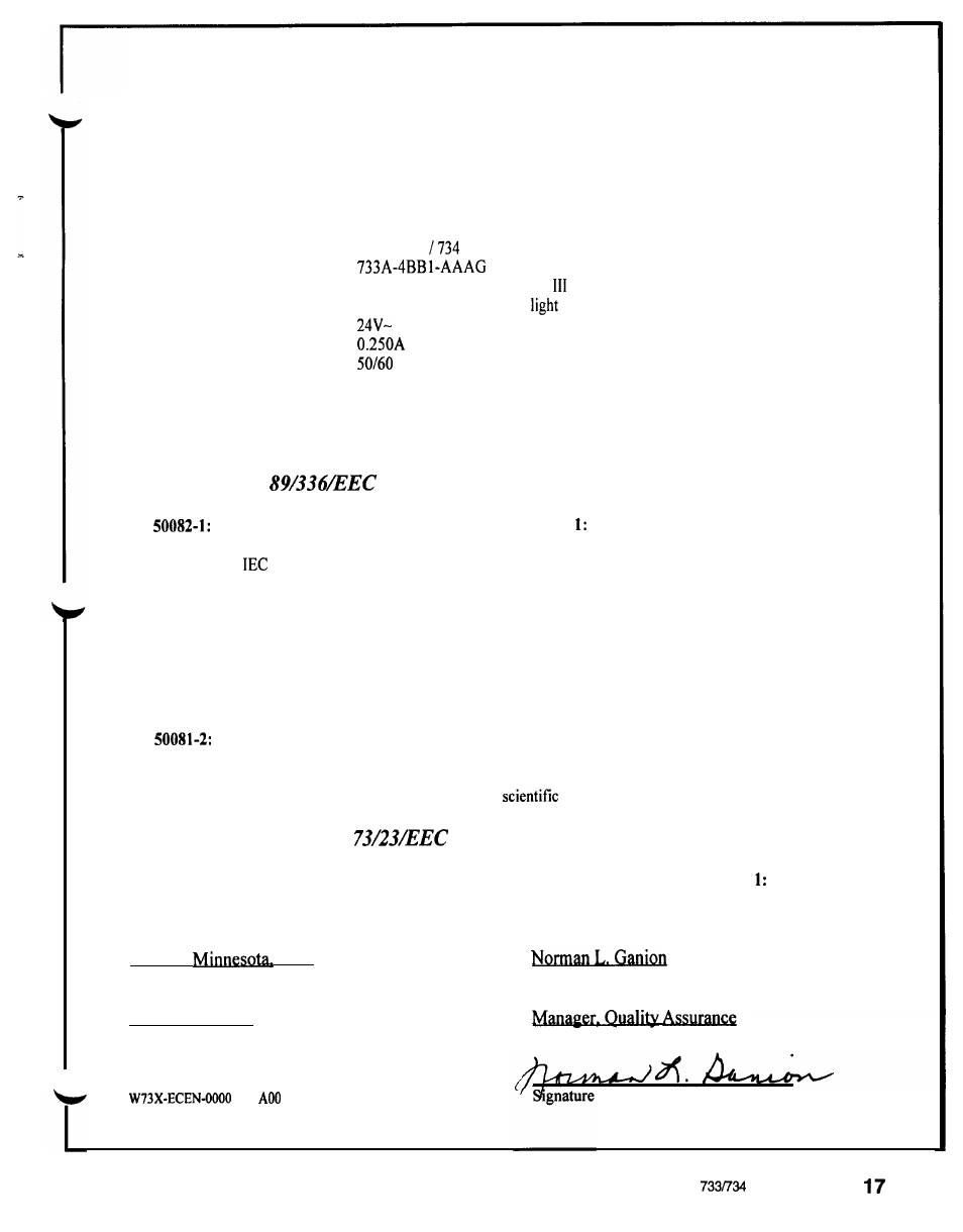 Ce declaration of conformity, Declaration of conformity, Watlow controls | Electromagnetic compatibility directive, Low- voltage directive | Watlow Series 733 Service User Manual | Page 36 / 40