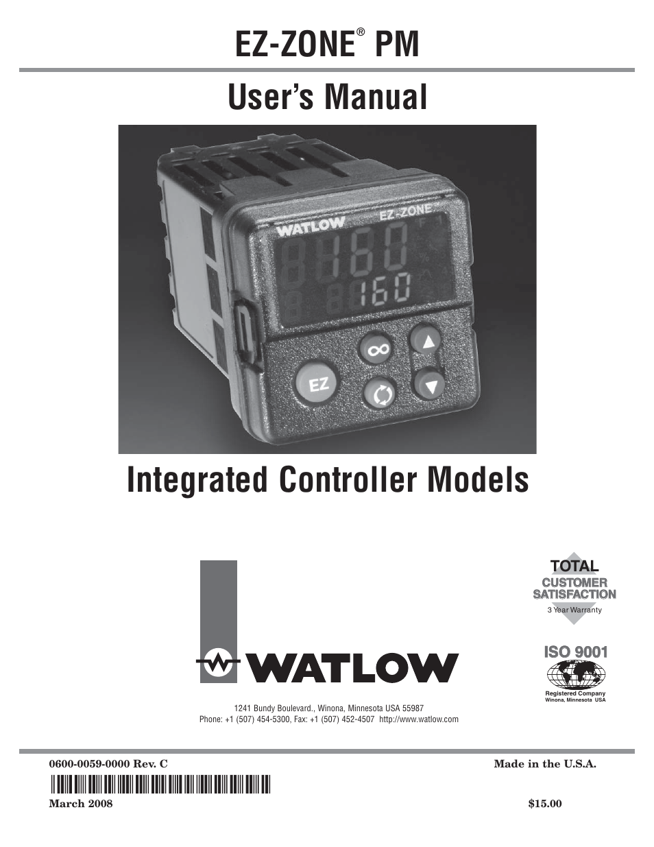 Watlow Electric Integrated Controller User Manual Rev C EZ-ZONE PM User Manual | 80 pages