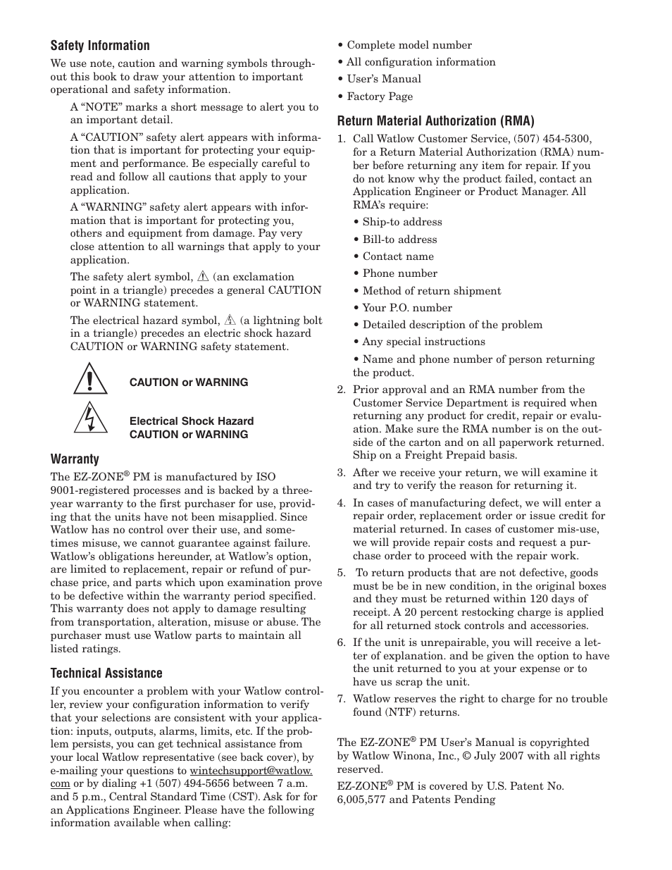 Watlow Electric Integrated Controller User Manual Rev C EZ-ZONE PM User Manual | Page 2 / 80