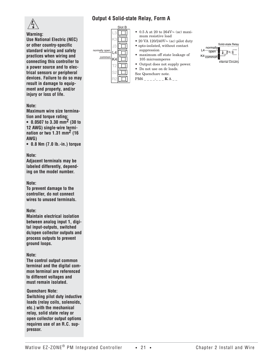 Output 4 solid-state relay, form a | Watlow Electric Integrated Controller User Manual Rev C EZ-ZONE PM User Manual | Page 23 / 80