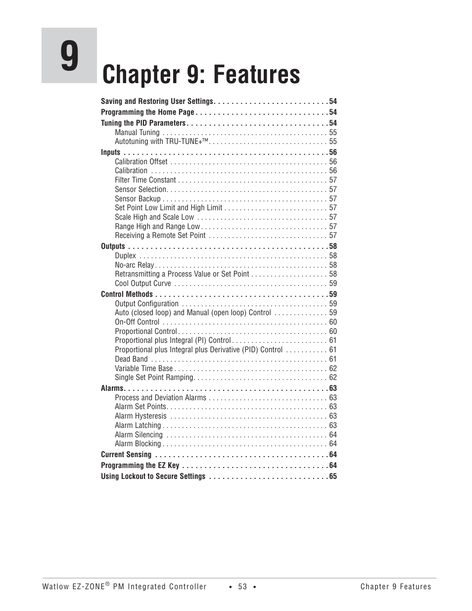 Chapter 9: features | Watlow Electric Integrated Controller User Manual Rev C EZ-ZONE PM User Manual | Page 55 / 80