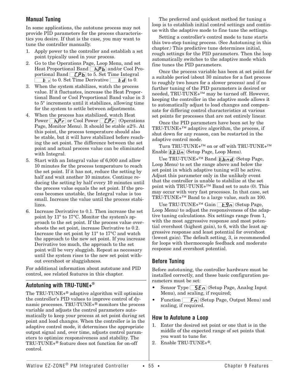 Manual tuning autotuning with tru-tune | Watlow Electric Integrated Controller User Manual Rev C EZ-ZONE PM User Manual | Page 57 / 80