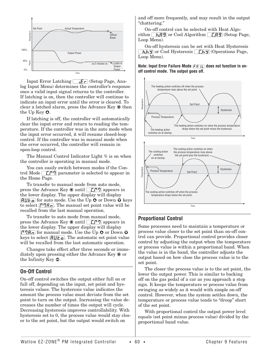 On-off control proportional control, On-off control, Proportional control | Watlow Electric Integrated Controller User Manual Rev C EZ-ZONE PM User Manual | Page 62 / 80
