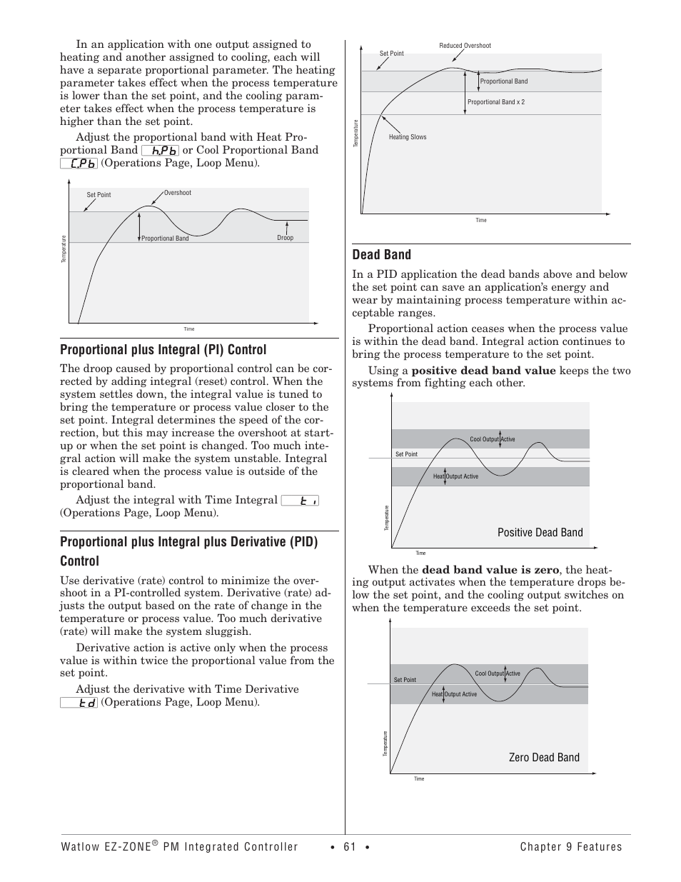 Proportional plus integral (pi) control, Dead band | Watlow Electric Integrated Controller User Manual Rev C EZ-ZONE PM User Manual | Page 63 / 80