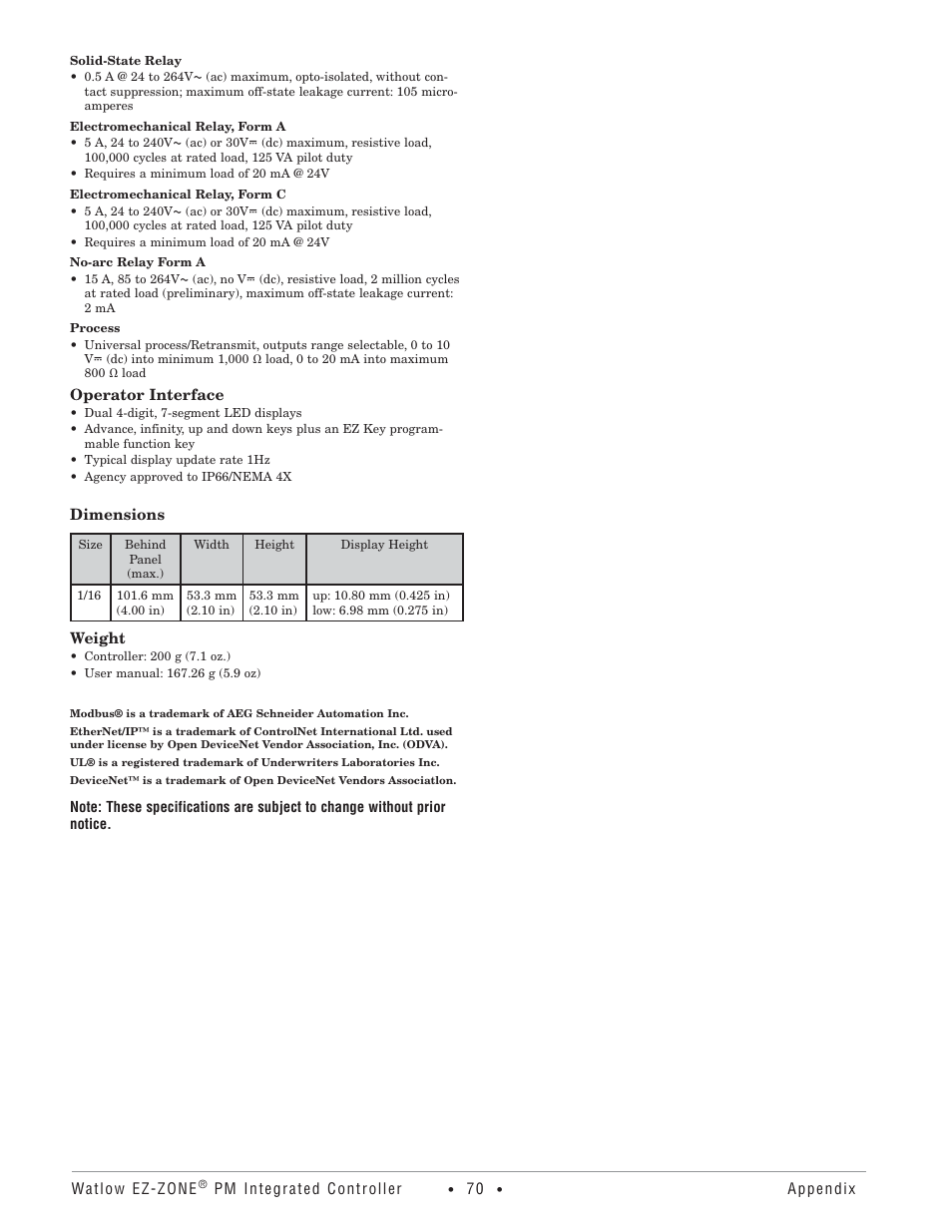 Watlow Electric Integrated Controller User Manual Rev C EZ-ZONE PM User Manual | Page 72 / 80