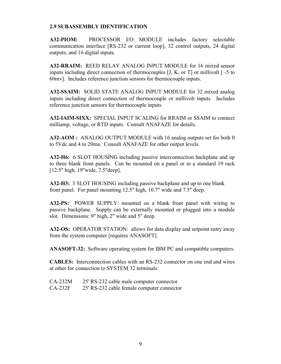 9 subassembly identification | Watlow Electric Revision 5 User Manual | Page 14 / 71