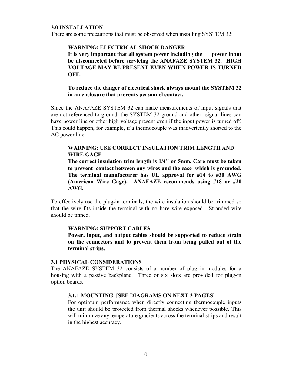 0 installation, 1 physical considerations | Watlow Electric Revision 5 User Manual | Page 15 / 71