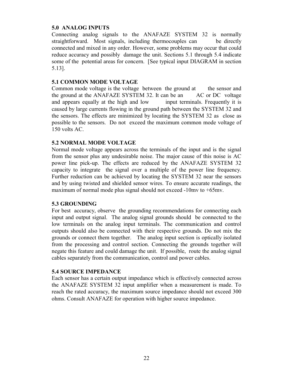 0 analog inputs, 1 common mode voltage, 2 normal mode voltage | 3 grounding, 4 source impedance | Watlow Electric Revision 5 User Manual | Page 27 / 71