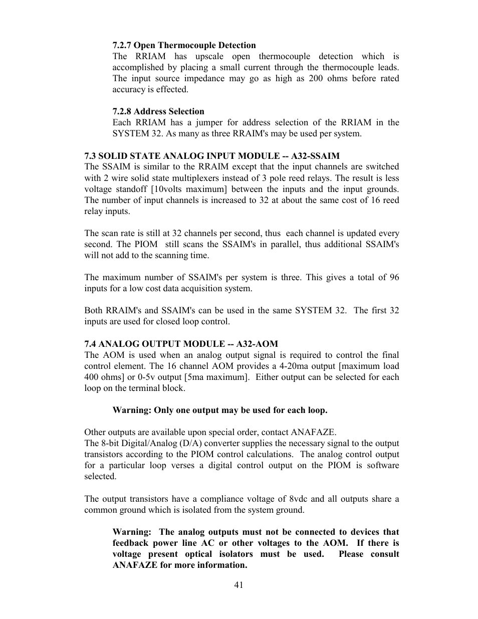 3 solid state analog input module -- a32-ssaim, 4 analog output module -- a32-aom | Watlow Electric Revision 5 User Manual | Page 46 / 71