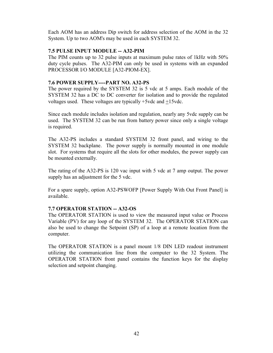 5 pulse input module -- a32-pim, 6 power supply----part no. a32-ps, 7 operator station -- a32-os | Watlow Electric Revision 5 User Manual | Page 47 / 71