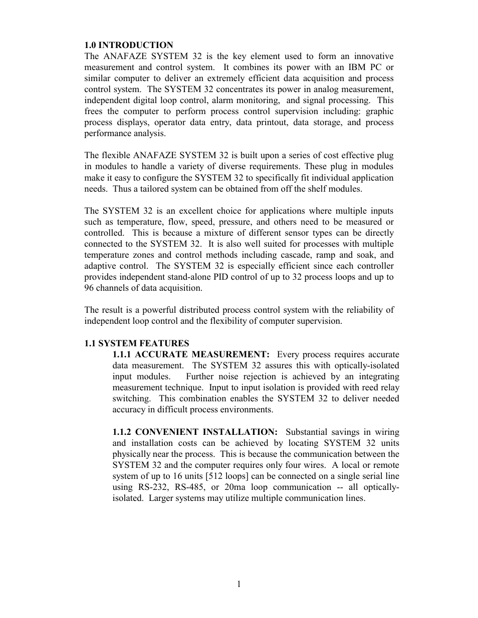 0 introduction, 1 system features | Watlow Electric Revision 5 User Manual | Page 6 / 71