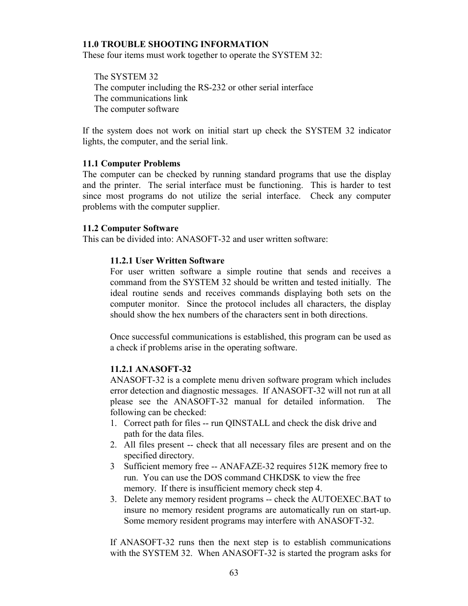 0 trouble shooting information, 1 computer problems, 2 computer software | 1 computer problems 11.2 computer software | Watlow Electric Revision 5 User Manual | Page 68 / 71