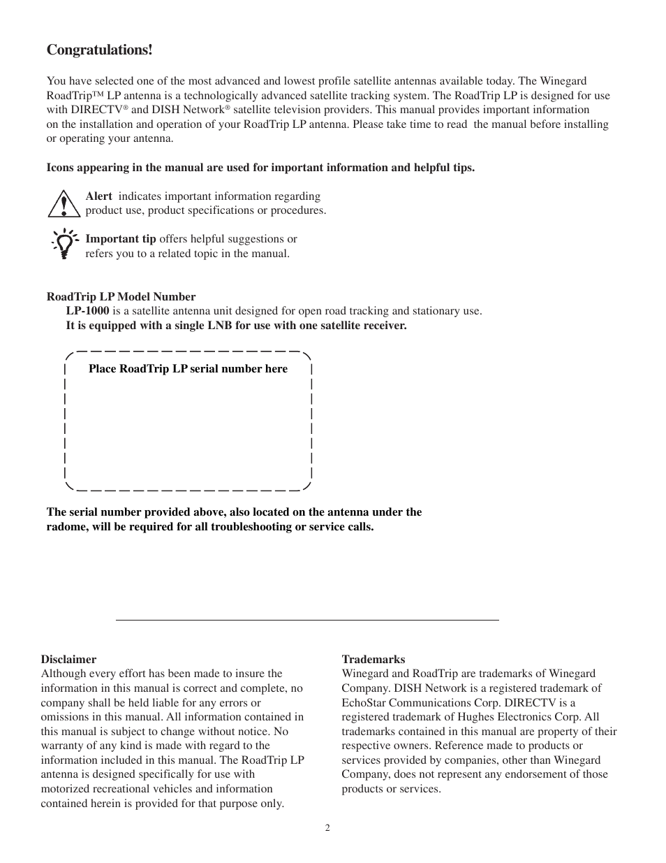 Winegard LP-1000 User Manual | Page 2 / 20