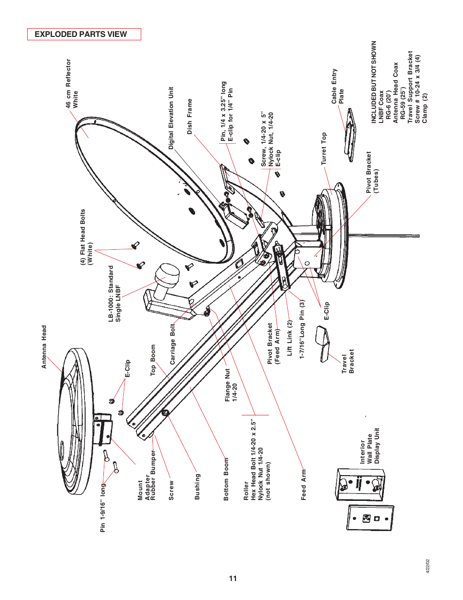 Exploded parts view | Winegard RM-DM61/DM55 User Manual | Page 11 / 16