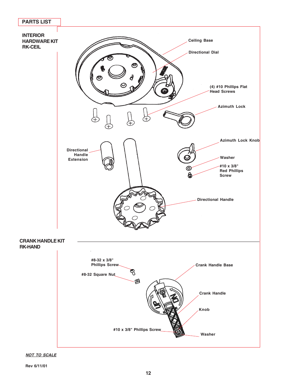 Parts list | Winegard RM-DM61/DM55 User Manual | Page 12 / 16