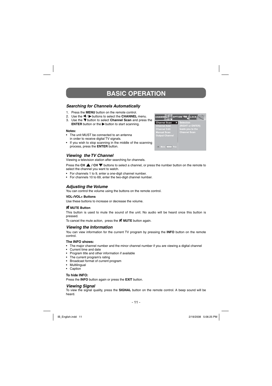 Basic operation | Winegard RC-DT09 User Manual | Page 11 / 19