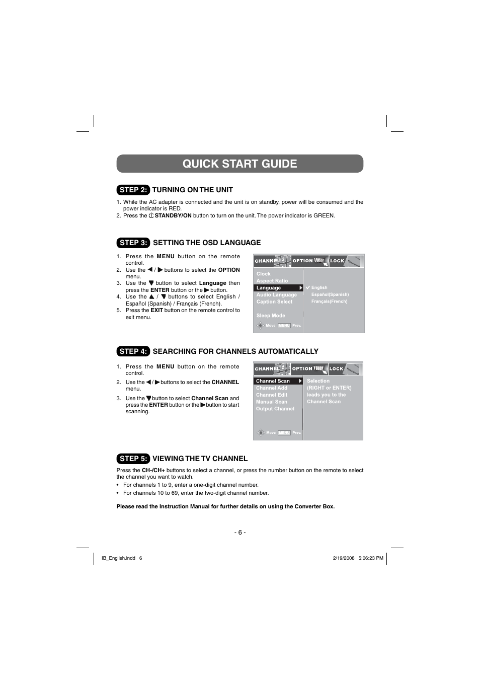 Quick start guide | Winegard RC-DT09 User Manual | Page 6 / 19