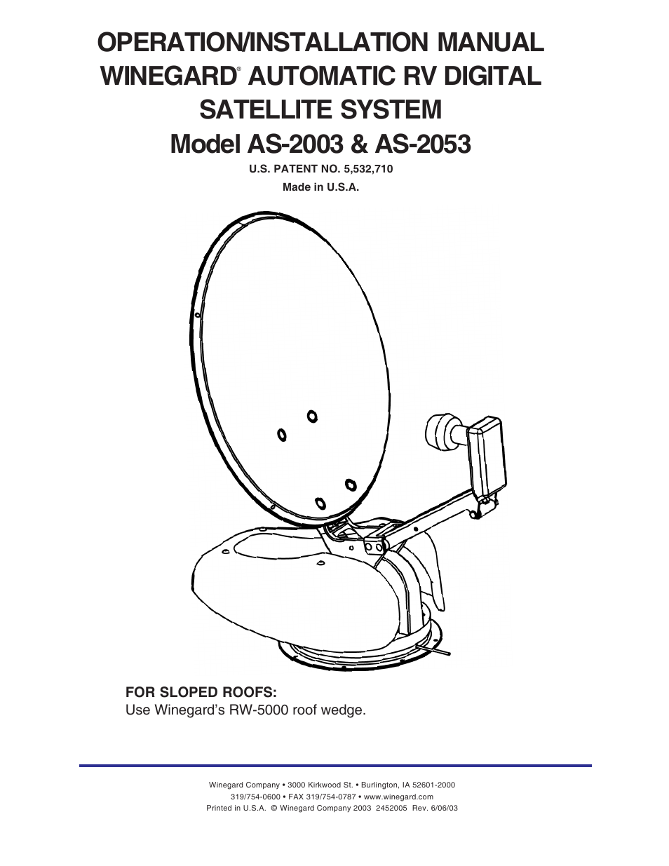 Winegard AS-2003 User Manual | 24 pages