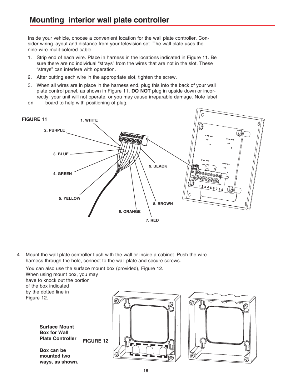 Mounting interior wall plate controller | Winegard AS-2003 User Manual | Page 16 / 24