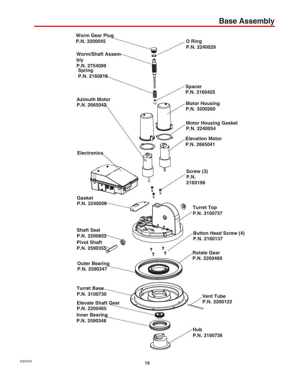 Base assembly | Winegard AS-2003 User Manual | Page 19 / 24