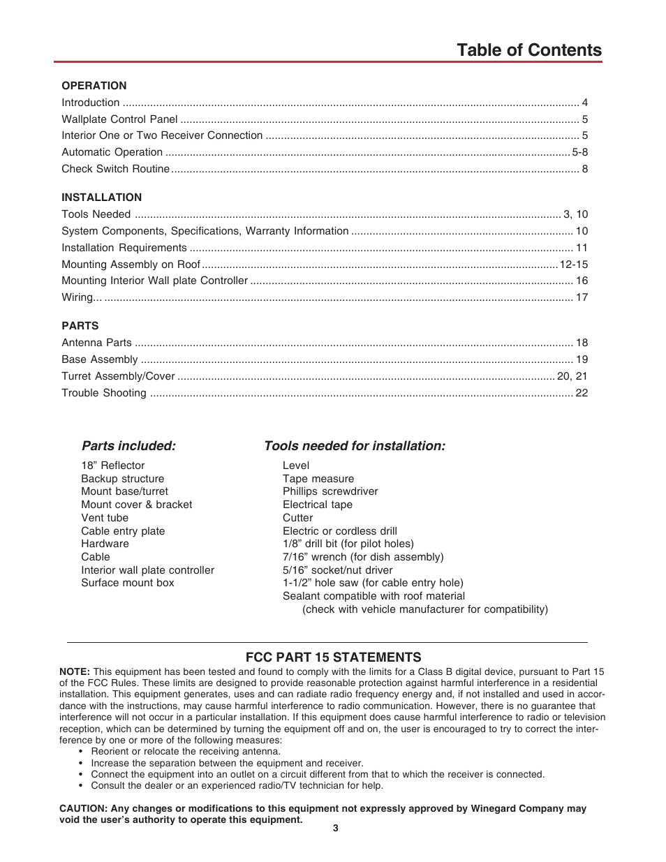 Winegard AS-2003 User Manual | Page 3 / 24