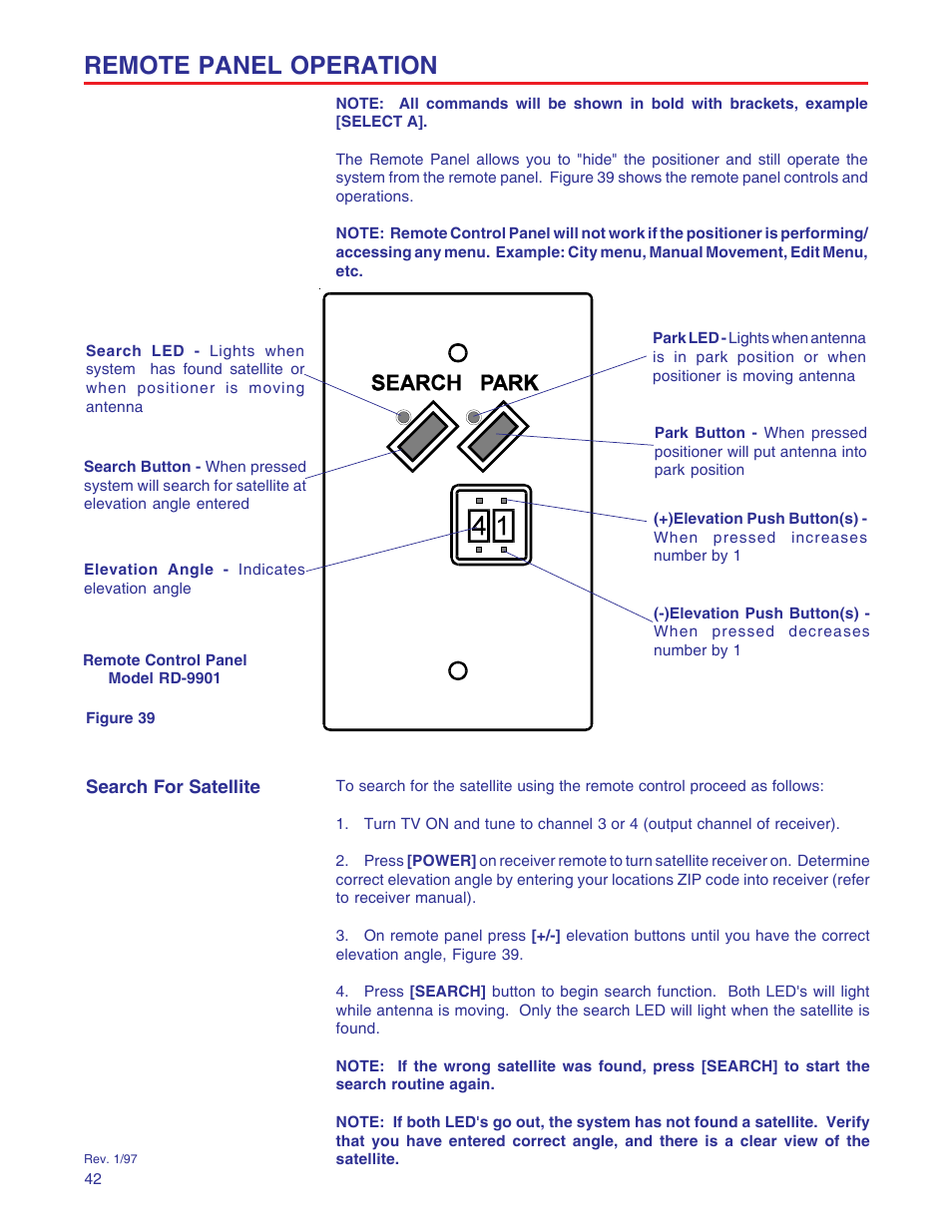 Remote panel operation | Winegard RD-9946 User Manual | Page 42 / 77