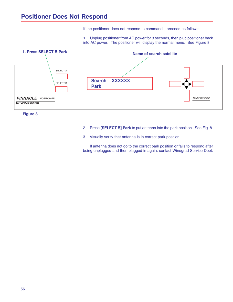 Positioner does not respond | Winegard RD-9946 User Manual | Page 56 / 77