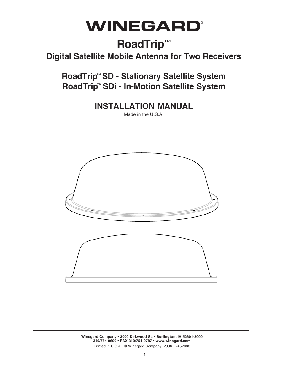 Winegard SD User Manual | 8 pages