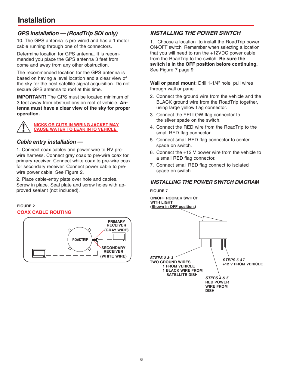 Installation, Gps installation — (roadtrip sdi only) | Winegard SD User Manual | Page 6 / 8