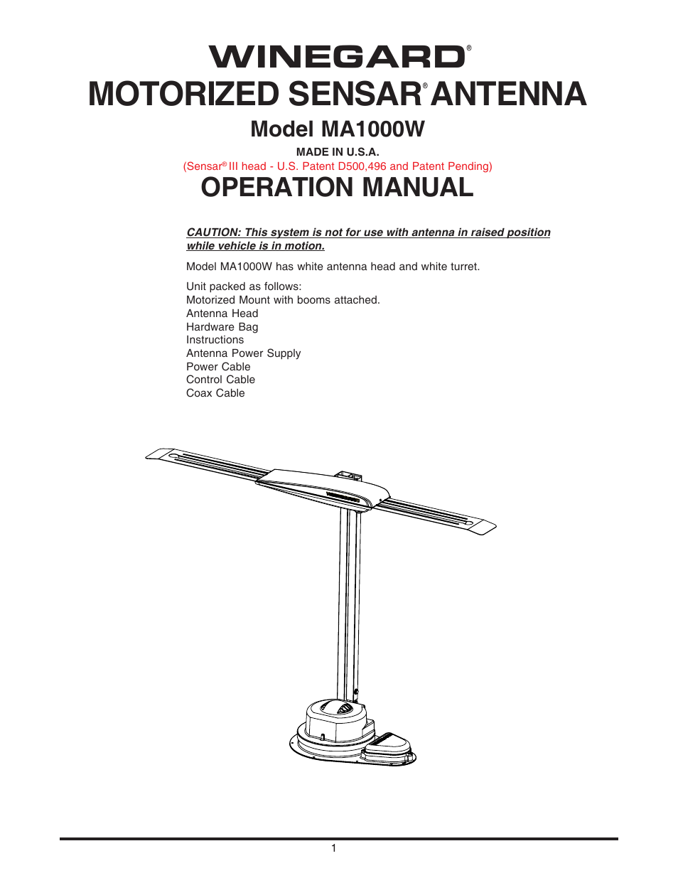 Winegard MA1000W User Manual | 5 pages