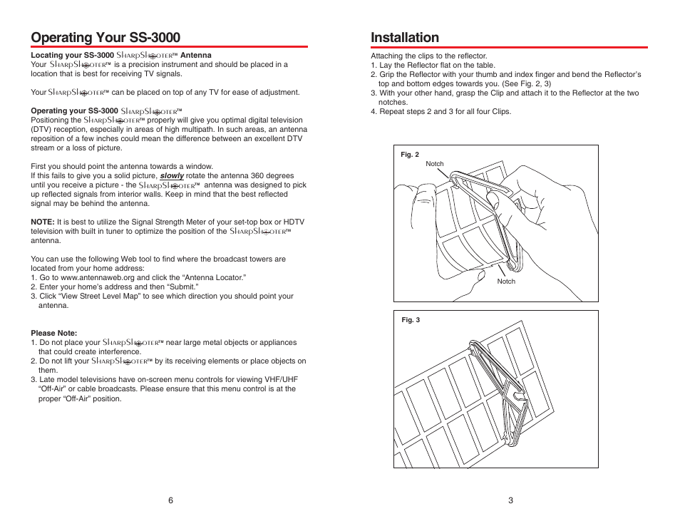 Installation, Operating your ss-3000 | Winegard SharpShooter SS-3000 User Manual | Page 3 / 4