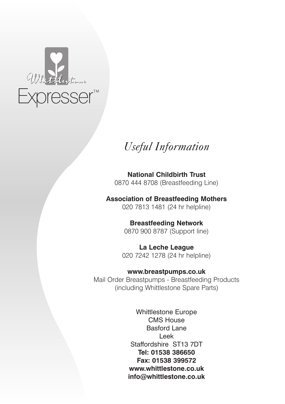 Expresser, Useful information | Whittlestone Expresser User Manual | Page 8 / 8