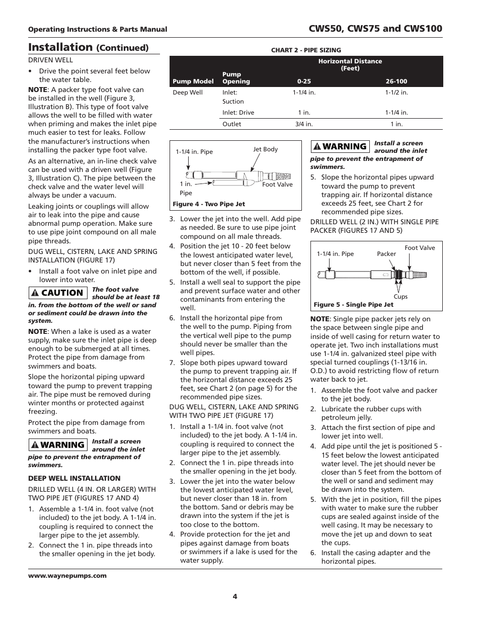 Installation, Continued) | Wayne CWS50 User Manual | Page 4 / 36