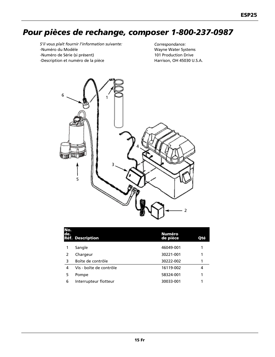 Esp25 | Wayne 352205-001 User Manual | Page 15 / 24