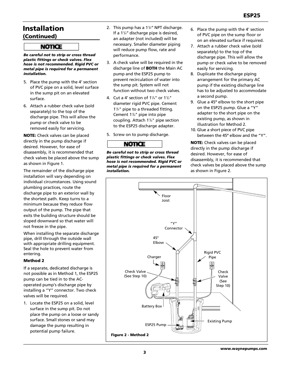 Installation, Esp25, Continued) | Wayne 352205-001 User Manual | Page 3 / 24