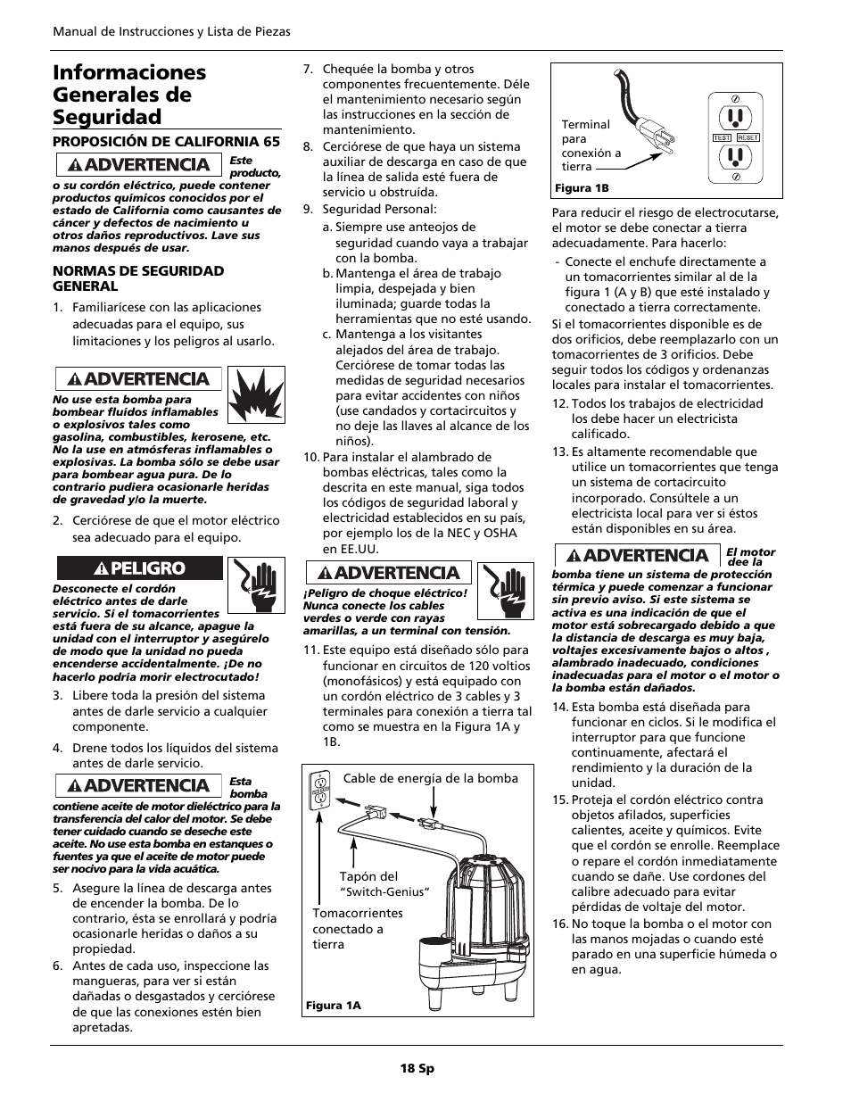 Informaciones generales de seguridad | Wayne CSECAP50 User Manual | Page 18 / 24