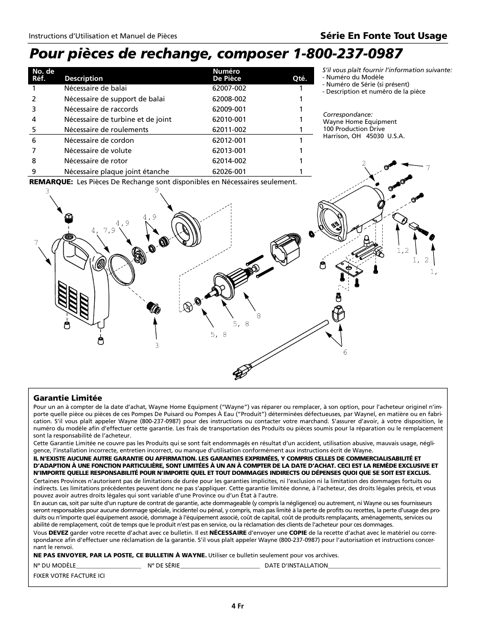 Série en fonte tout usage | Wayne 321304-001 User Manual | Page 8 / 12