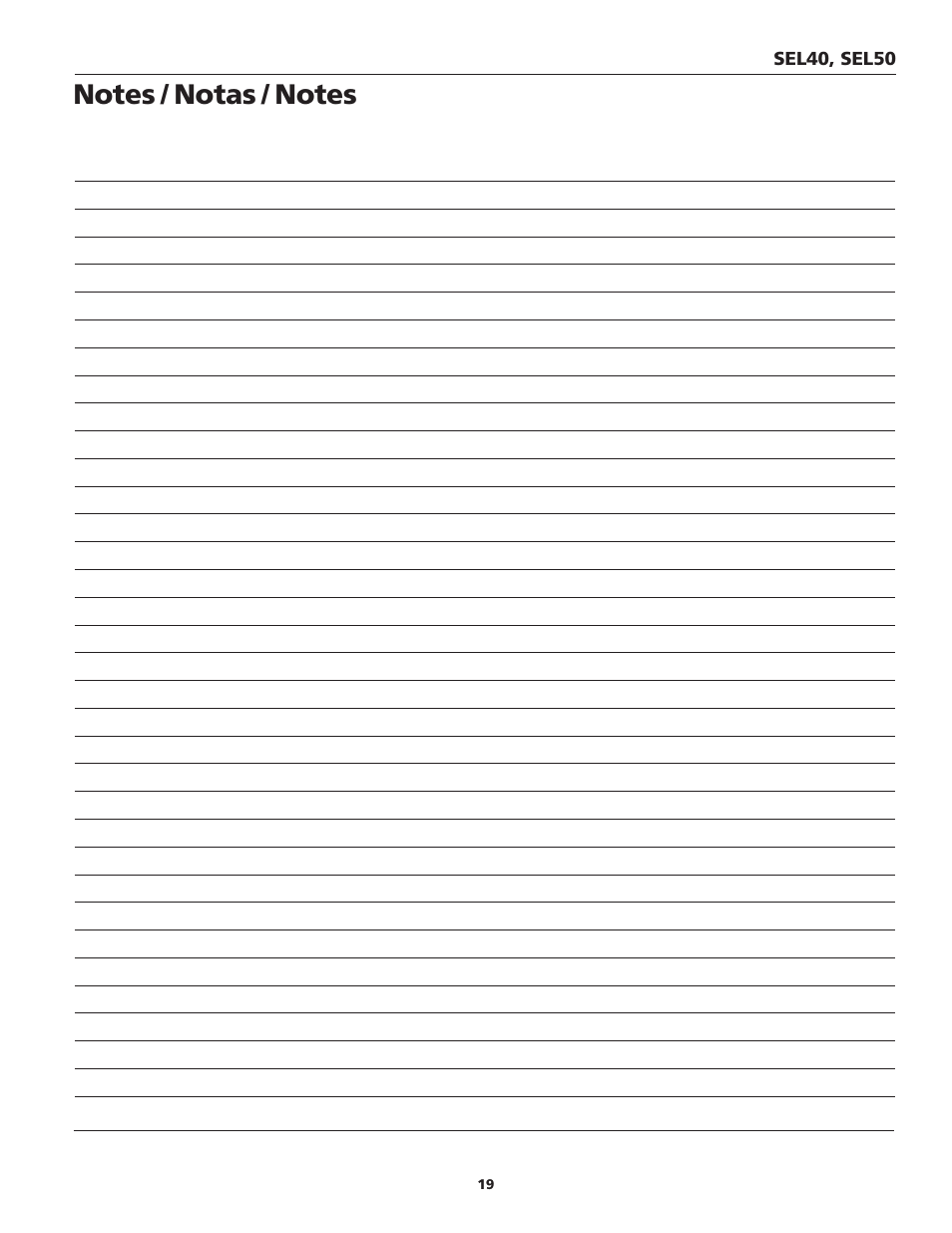 Sel40, sel50 | Wayne SEL50 User Manual | Page 19 / 20