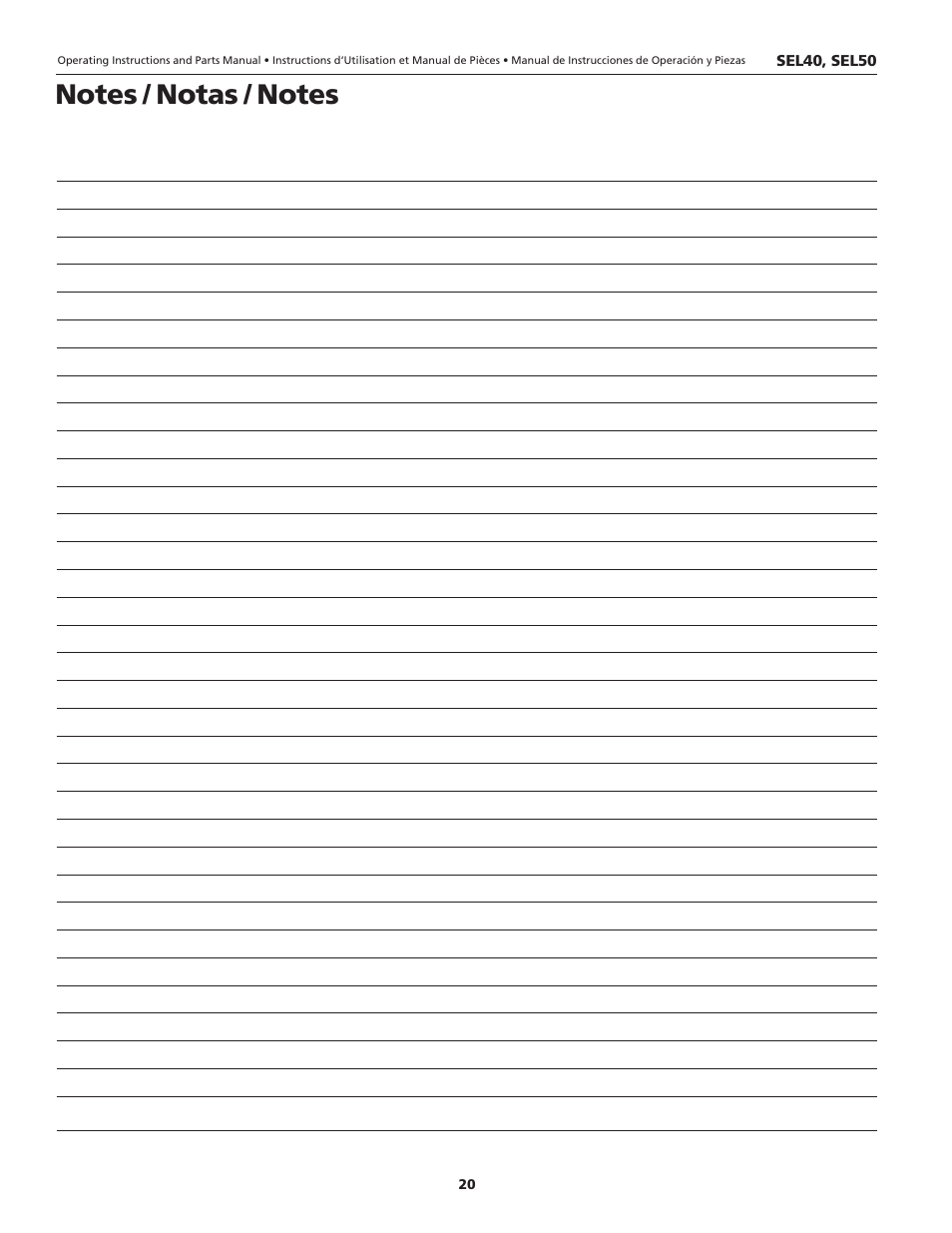 Wayne SEL50 User Manual | Page 20 / 20
