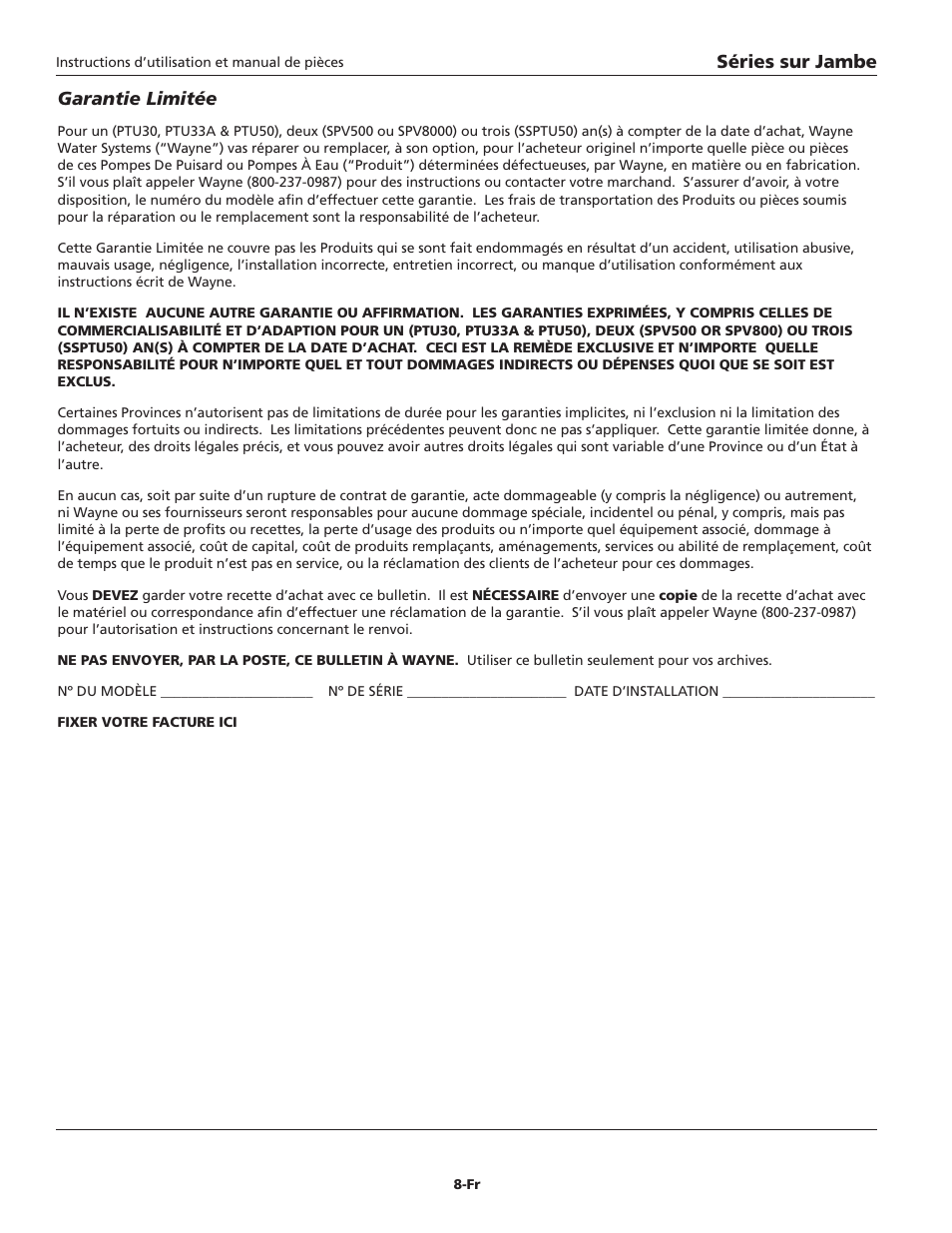 Wayne 360516-001 User Manual | Page 8 / 12