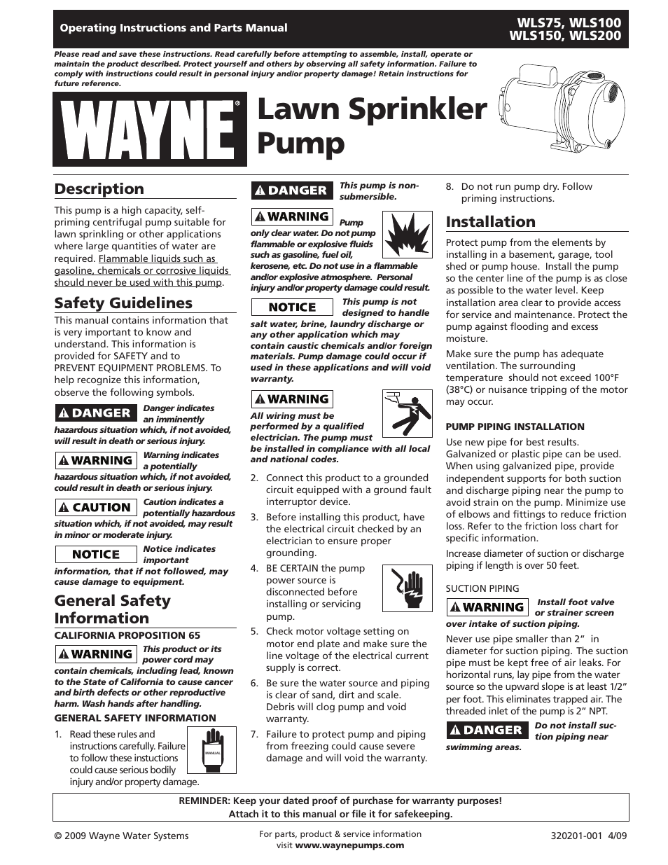 Wayne WLS200 User Manual | 20 pages