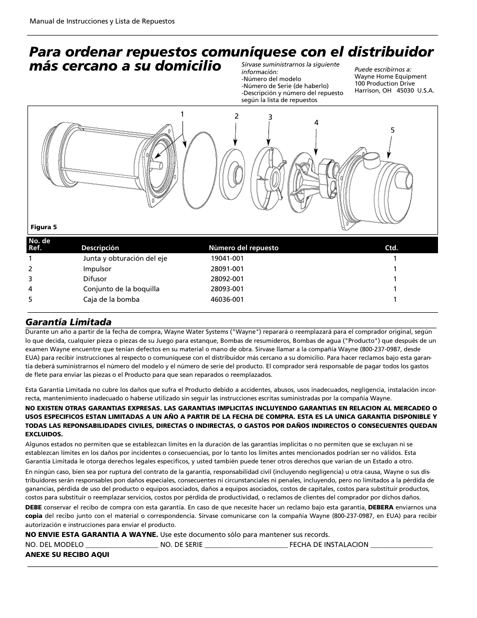 Garantía limitada | Wayne PLS Series User Manual | Page 12 / 12