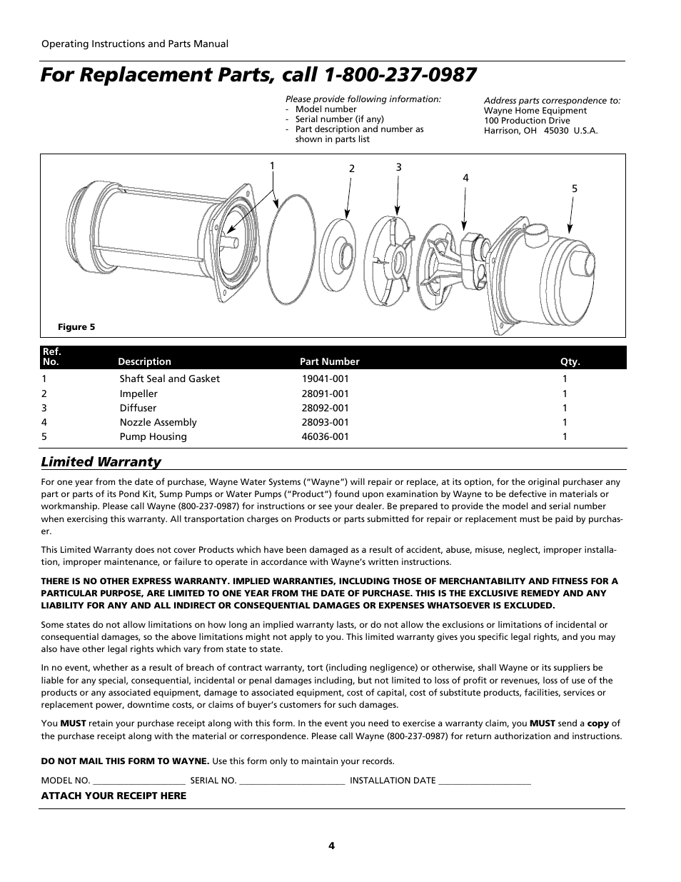 Limited warranty | Wayne PLS Series User Manual | Page 4 / 12