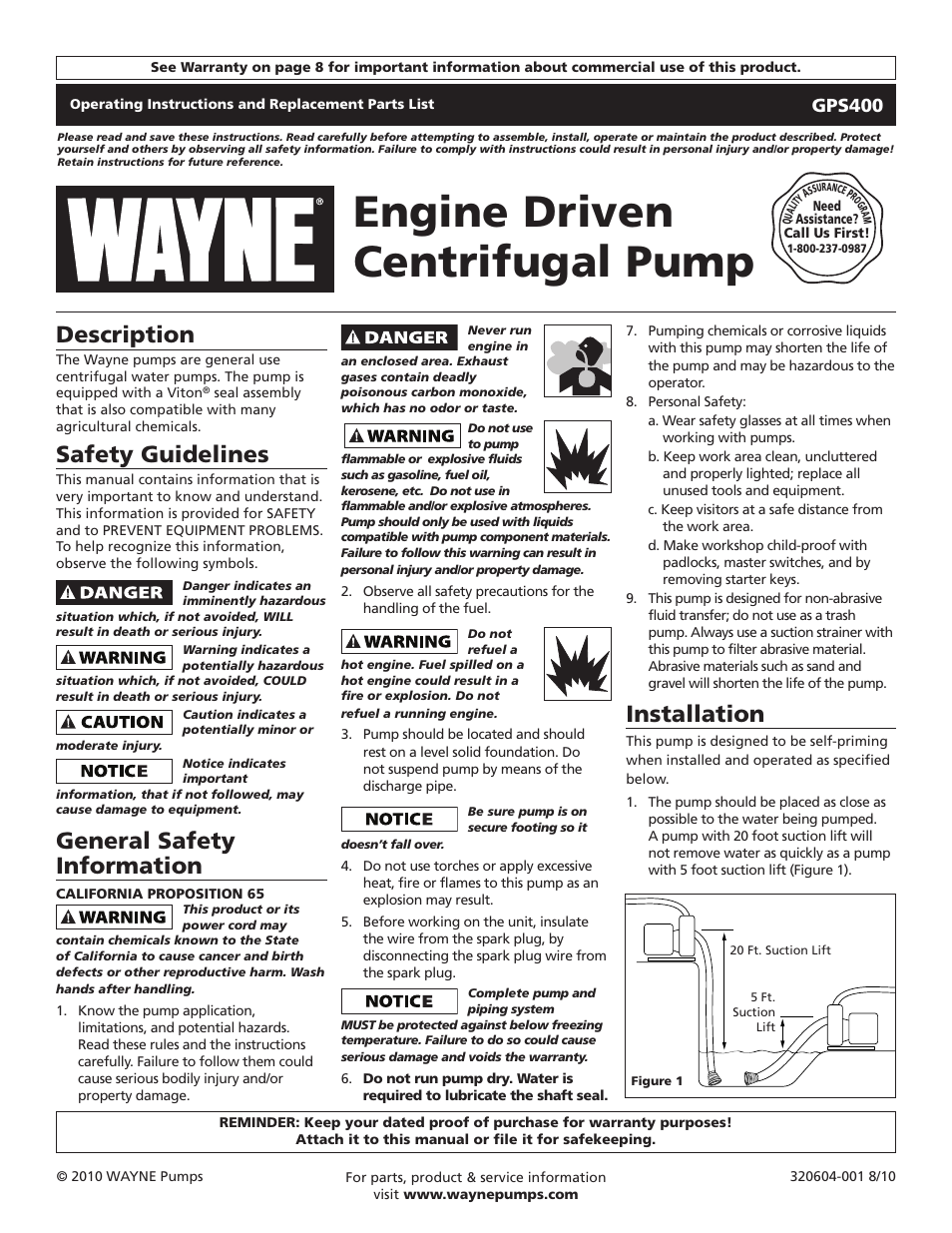 Wayne 320604-001 User Manual | 8 pages