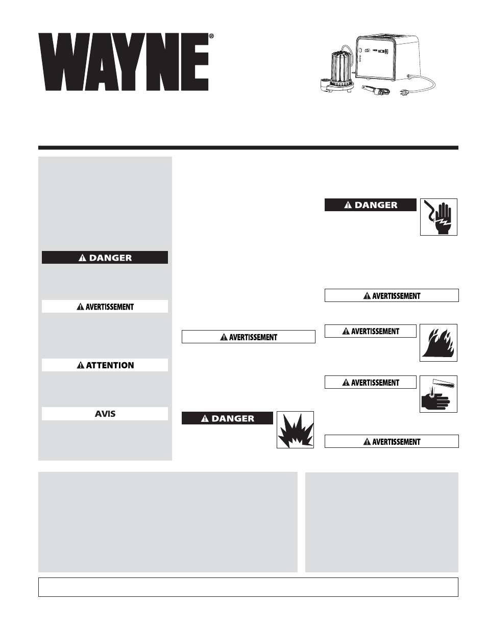 Pompe de vidange de secours 24 volts, Instructions d'utilisation et manual de piéces | Wayne ESP45 User Manual | Page 9 / 24