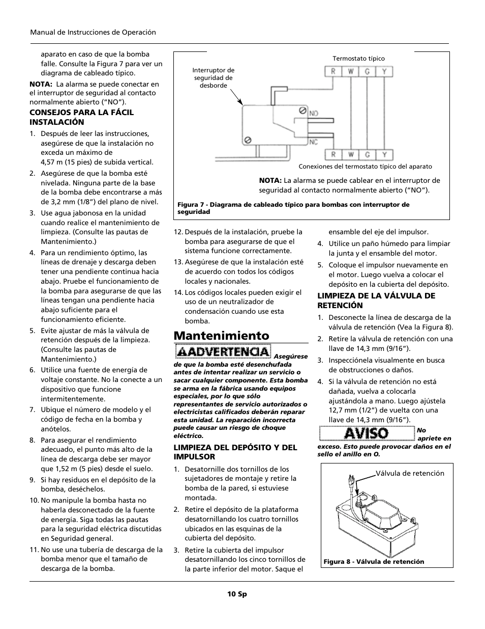 Mantenimiento | Wayne WCP85 User Manual | Page 10 / 12