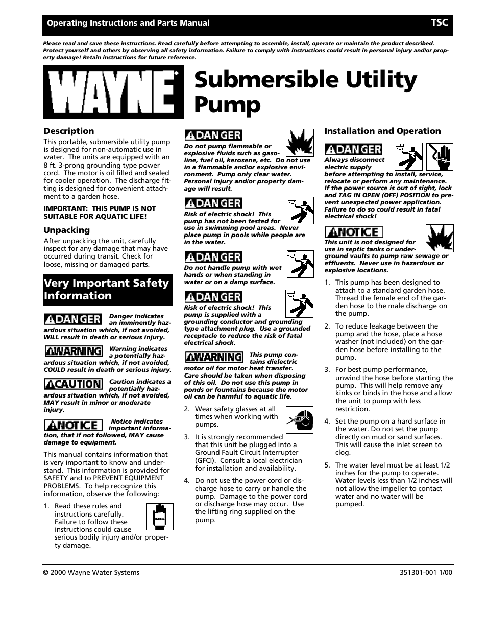 Wayne TSC User Manual | 4 pages