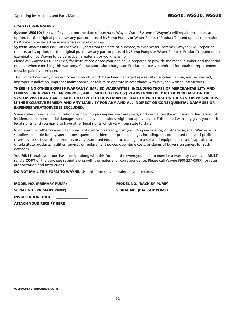Wayne ESP25 User Manual | Page 12 / 36